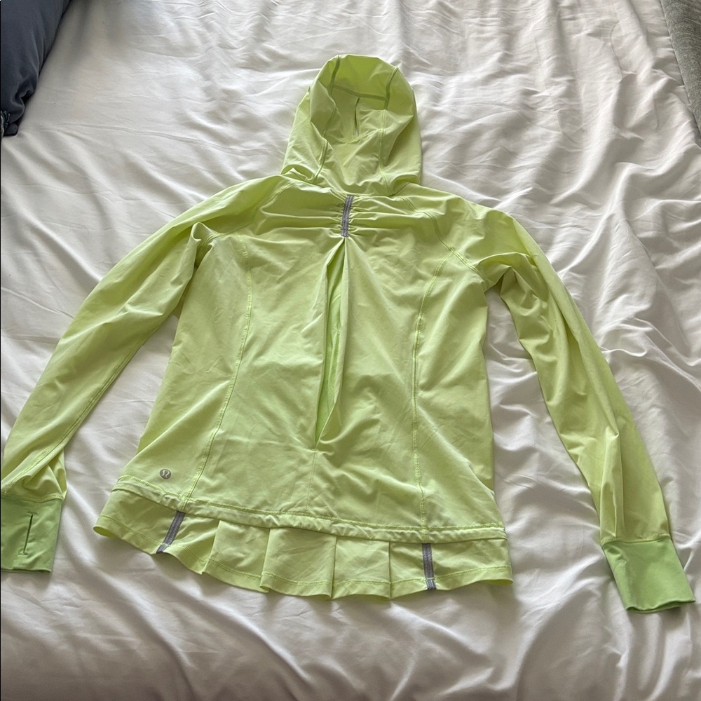 Lululemon Neon Yellow Quarter Zip Hooded Pullover Running Jacket - Picture 9 of 15